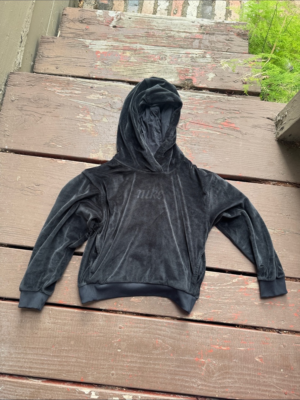 Nike Black Velour Pullover Hoodie